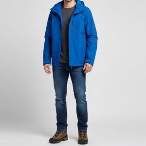 GUCCI REGULAR FIT BLUE MENS Lightweight Hooded Rain JACKET, Medium (48)